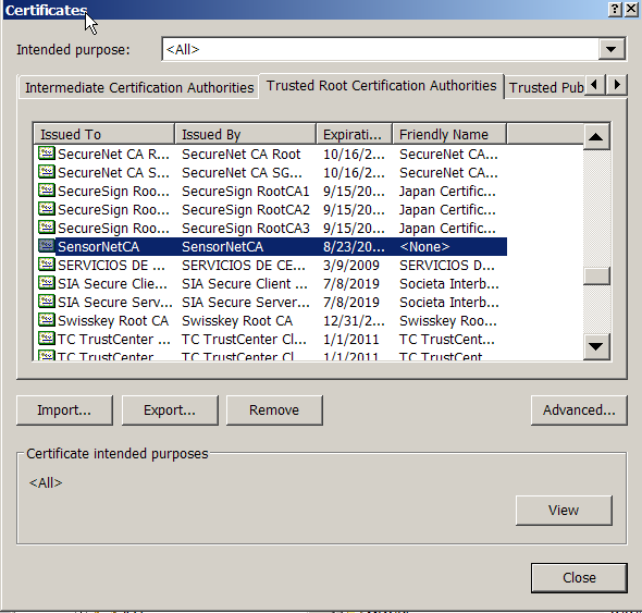 Trusted root CA