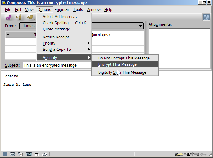 Encrypting e-mail