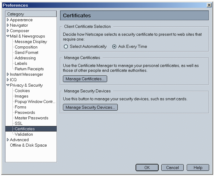 Managing certificates