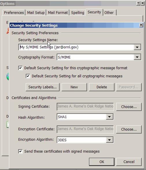 Security settings