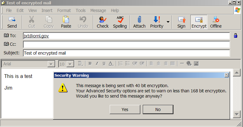 Outlook Express cannot use strong encryption