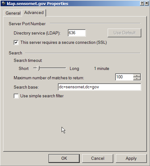 LDAP advanced properties